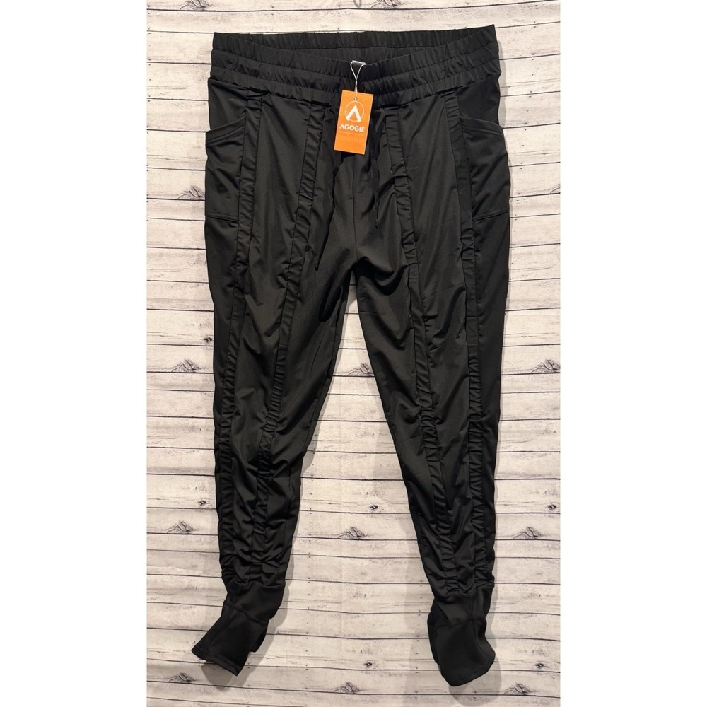 AGOGIE Resistance Pant Sz 3XL 40+ Black Stretchy Ruched Training Legging NEW NWT